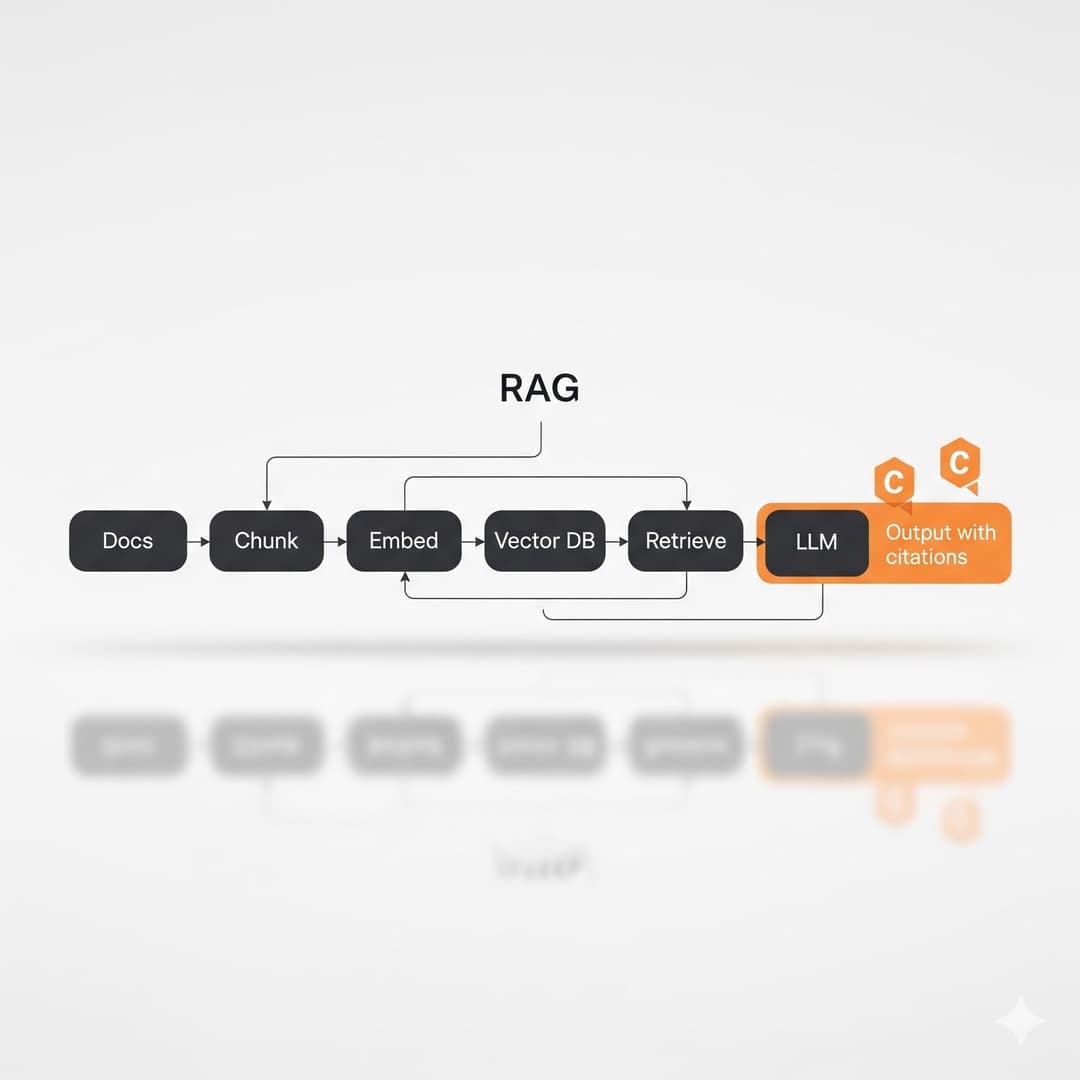 RAG search system architecture, copilot integration plan, and automation workflow diagram.