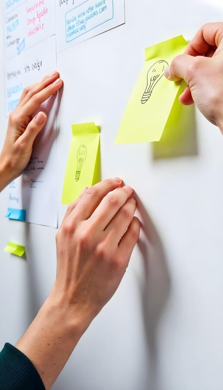 Product team collaborating on user journey mapping workshop